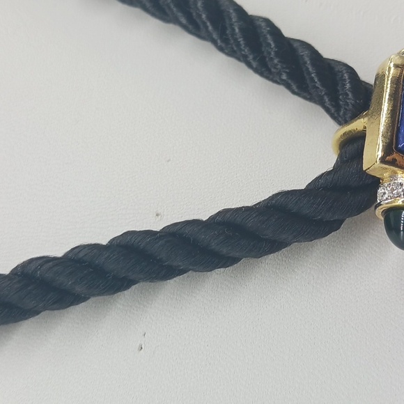 VINTAGE KJL Kenneth Jay Lane Art Deco Cabochon & Crystal Pendant Necklace - Picture 7 of 14